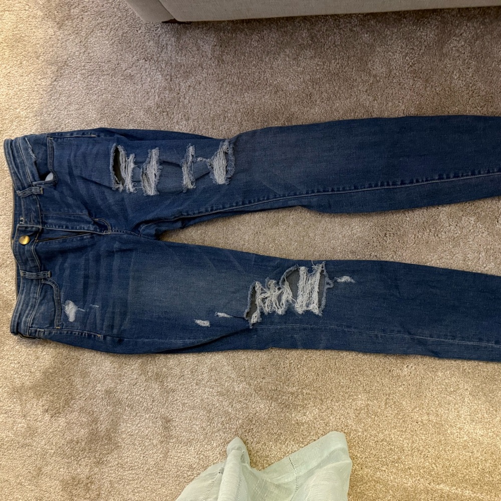 American Eagle Outfitters Ripped Blue Skinny Jeans